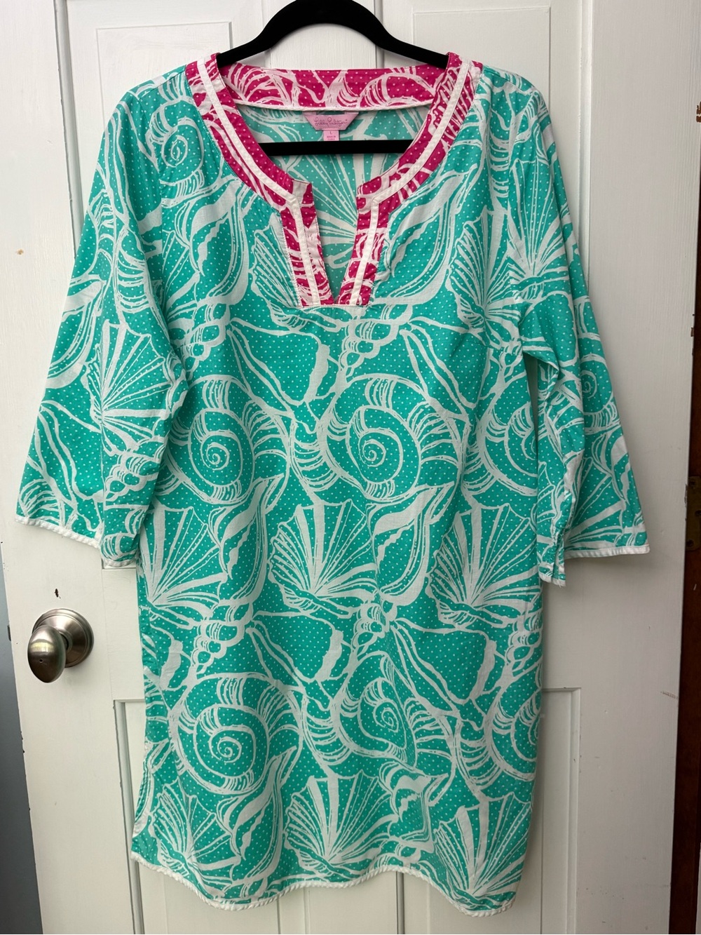 Lilly Pulitzer Pink and Seafoam Shell-Print Tunic/Cover-up